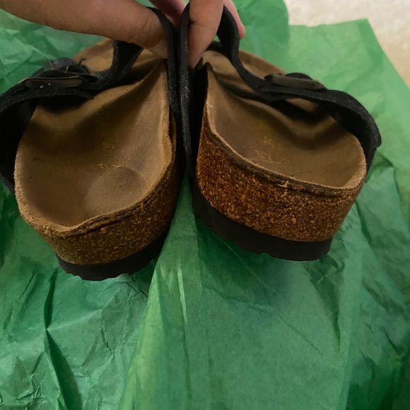 Birkenstock Arizona Double Buckle Strap Blue Suede Slides Sandals Shoes 39 9 9.5 - Picture 12 of 12